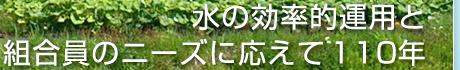 水の効率的運用と組合員のニーズに応えて110年